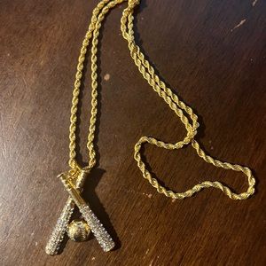 Gold plated baseball necklace